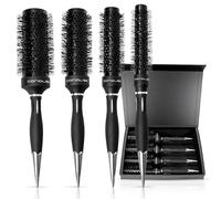 Corioliss Kit 4 Brosses Rondes Brushing Professionnelles 25-33-43-53 mm, Ensemble Complet pour Volume et Coiffage Tous Types de Cheveux - Brush Titanium Black Green