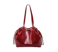 CORIOS Élégant Sac à Main Femme en PU Cuir Sac Seau à Cordon Sac Portés Épaule avec Noeud Papillon Grande Capacité Sac Fourre Tout Travail Achats Voyage Cabas Hobo Rouge