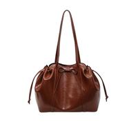 CORIOS Élégant Sac à Main Femme en PU Cuir Sac Seau à Cordon Sac Portés Épaule avec Noeud Papillon Grande Capacité Sac Fourre Tout Travail Achats Voyage Cabas Hobo Marron