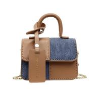 CORIOS Élégant Sac à Main pour Femme Sac Porté Epaule avec Design Patchwork PU Cuir Sac à Bandoulière Crossbody Sac D'épaule Cabas avec Sangle Amovible pour Travail Voyage École Marron Bleu S