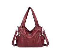 CORIOS Élégant Sacs Portés Épaule pour Femme Sac à Bandoulière avec Texture Tissée Sac à Main en PU Cuir Grand Sac Hobo Cabas Mode Travail Achat Voyage Sac Messager Fourre Tout Rouge Vin