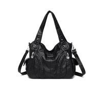 CORIOS Élégant Sacs Portés Épaule pour Femme Sac à Bandoulière avec Texture Tissée Sac à Main en PU Cuir Grand Sac Hobo Cabas Mode Travail Achat Voyage Sac Messager Fourre Tout Noir
