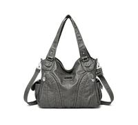 CORIOS Élégant Sacs Portés Épaule pour Femme Sac à Bandoulière avec Texture Tissée Sac à Main en PU Cuir Grand Sac Hobo Cabas Mode Travail Achat Voyage Sac Messager Fourre Tout Gris