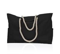 CORIOS Grand Sac de Plage pour Femmes Sac Fourre-Tout en Été Sac à Bandoulière avec Poignée en Corde Shopping Bag Sac à Main Sacs de Natation pour Plage Vacances Achats Voyages Noir
