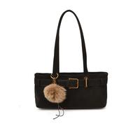 CORIOS Mode Sac à Main Femme Sac Sous Les Bras avec Pompon en Fourrure Mignon Sacs Portés Épaule Décoration de Ceinture en Cuir Sac Hobo Cabas PU Cuir Sacs Fourre-Tout pour Travail Voyage Café Foncé