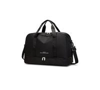 CORIOS Nylon Sac de Sport Gym Femmes/Hommes Sac de Voyage Grande Capacité Sac Weekend à Bandoulière Sac d'Hôpital Sac de Fitness avec Compartiment à Chaussures pour Camping Travail Sport Noir
