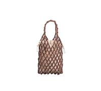 CORIOS Petit Sac à Main Femmes Sac Fourre-Tout Tissé à la Main Sac Seau à Cordon Sac Fourre Bohème Bois Perles Sac de Plage Ajouré Sacs Cabas avec Poche intérieure pour Vacances Voyage Plage Café