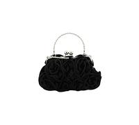 CORIOS Pochette de Soirée pour Femme Fleur Sac de Soirée Elegance Satin Embrayage Sacs à Main D'épaule de Mariée Sacs Fourre-Tout de Chaîne pour Fête Mariage Banquet Noir