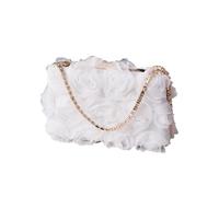 CORIOS Pochette de Soirée pour Femme Fleur Sac de Soirée Elégant Embrayage Sacs à Main D'épaule de Mariée Sacs Fourre-Tout de Chaîne pour Fête Mariage Banquet Blanc
