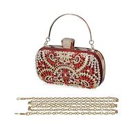 CORIOS Pochette Femme Sac de Soirée Sac en Strass à la Main Luxe Diamond Embrayage Sacs Fourre-Tout Sacs à Main D'épaule de Mariée Portefeuille pour Ceremonie Mariage Fête Cocktail Rouge