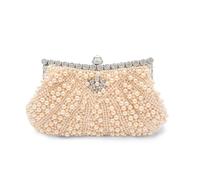 CORIOS Pochette Portefeuille à Perles pour Femme Luxe Sac de Soirée Sac en Strass à la Main Diamond Embrayage Sacs D'épaule de Mariée Élégant Sacs Fourre-Tout avec Chaîne Détachable Champagne