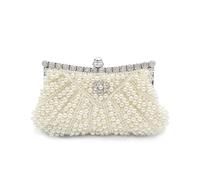 CORIOS Pochette Portefeuille à Perles pour Femme Luxe Sac de Soirée Sac en Strass à la Main Diamond Embrayage Sacs D'épaule de Mariée Élégant Sacs Fourre-Tout avec Chaîne Détachable Beige