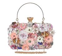 CORIOS Pochettes pour Femme Elegance Sac de Soirée Fleur Strass Embrayage Sacs Fourre-Tout de Mariage Sacs à Main D'épaule de Mariée pour Fête Banquet Mariage Rose