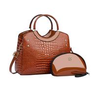 CORIOS PU Cuir Sac à Main pour Femme Motif Crocodile Sac portés Épaule Étanche Sac Bandoulière Grande Capacité Sac Hobo Sacs Cabas Rétro Sac Messager Elégant Sac Fourre Tout 2pcs Jaune Terre