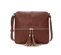 CORIOS PU Cuir Sac Porté Epaule pour Femme Vintage Sac à Bandoulière à Franges Moyen Sac D'épaule Fourre-Tout Élégant Rétro Sac à Main Messager Shopping Voyage Travail Sac Hobo Cabas Rouge Brun