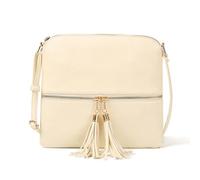 CORIOS PU Cuir Sac Porté Epaule pour Femme Vintage Sac à Bandoulière à Franges Moyen Sac D'épaule Fourre-Tout Élégant Rétro Sac à Main Messager Shopping Voyage Travail Sac Hobo Cabas Beige