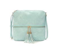 CORIOS PU Cuir Sac Porté Epaule pour Femme Vintage Sac à Bandoulière à Franges Moyen Sac D'épaule Fourre-Tout Élégant Rétro Sac à Main Messager Shopping Voyage Travail Sac Hobo Cabas Bleu Ciel
