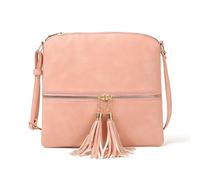 CORIOS PU Cuir Sac Porté Epaule pour Femme Vintage Sac à Bandoulière à Franges Moyen Sac D'épaule Fourre-Tout Élégant Rétro Sac à Main Messager Shopping Voyage Travail Sac Hobo Cabas Rose
