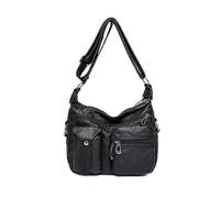 CORIOS Rétro Sac à Bandoulière Femme Sac à Main en PU Cuir Sacs Portés Épaule avec Multi Poches Sac Messager Fourre Tout avec Sangle Réglable Vintage Sac Hobo Cabas pour Voyage Travail Achat Noir