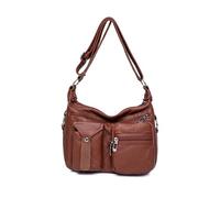 CORIOS Rétro Sac à Bandoulière Femme Sac à Main PU Cuir Sacs Portés Épaule avec Multi Poches Sac Messager Fourre Tout avec Sangle Réglable Vintage Sac Hobo Cabas pour Voyage Travail Achat Rouge Brun