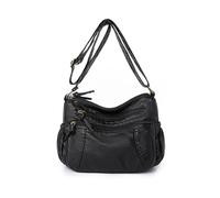 CORIOS Rétro Sac à Bandoulière pour Femme Sacs Portés Épaule en PU Cuir Sac à Main Messager avec Multi Poches Sac Hobo Cabas avec Sangle Réglable Travail Achat Voyage Sac Fourre Tout Noir