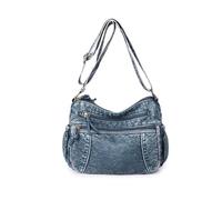 CORIOS Rétro Sac à Bandoulière pour Femme Sacs Portés Épaule en PU Cuir Sac à Main Messager avec Multi Poches Sac Hobo Cabas avec Sangle Réglable Travail Achat Voyage Sac Fourre Tout Bleu Lac
