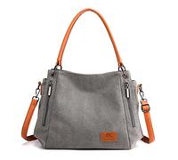 CORIOS Rétro Sac à Main pour Femme Sac à Bandoulière en Toile Sacs Portés Épaule Occasionnel Sac Messager Multifonctionnel Sac D'épaule Sac Fourre pour Achat Travail Fête Voyage Gris