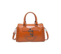 CORIOS Rétro Sac à Main Punk Rivet Sac Portés Épaule pour Femme Sac Boston PU Cuir Sac Bandoulière Messager Grande Sac Fourre Tout Élégant Sac Hobo Cabas avec Clous Croix Décorations Marron