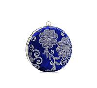 CORIOS Rond Pochette Femme Embrayage en Velours Florale Sac de Soiree Sacs à Main D'épaule de Mariée Élégant Sac à Bandoulière Sacs Fourre-Tout de Chaîne pour Ceremonie Mariage Cocktail Fête Bleu