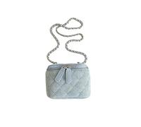 CORIOS Sac à Bandoulière en Denim pour Femme Sac Carré Mini Sac à Main Portés Épaule en Jean Sac Fourre Tout avec Design Matelassé Rétro Sac Hobo Cabas Sac Messager Sac Seau avec Chaîne Bleu Clair