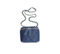 CORIOS Sac à Bandoulière en Denim pour Femme Sac Carré Mini Sac à Main Portés Épaule en Jean Sac Fourre Tout avec Design Matelassé Rétro Sac Hobo Cabas Sac Messager Sac Seau avec Chaîne Bleu Foncé
