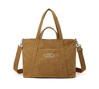 CORIOS Sac à Bandoulière en Velours Côtelé Sac à Main pour Femme Casual Sac Porté Epaule Sac Fourre-Tout Grand Capacité Sac D'épaule Sac Messager Sac Cabas pour Travail Voyage Fête Achat Marron Clair