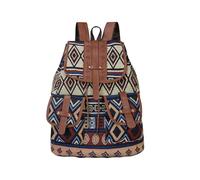 CORIOS Sac à Dos Bohème Femme en Polyester avec Imprimé Géométrique Ethnique Cartable Daypacks Sac Portés Épaule à Main avec Cordon de Serrage Adolescent Multicolore 30x15x40cm