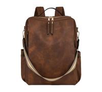 CORIOS Sac à Dos en PU Cuir Femme Convertible Sac Portés Épaule à Main Sacs D'école Daypacks à Multiples Poches Grande Capacité Cartable Adolescent Daypack pour Quotidien Travail Voyage Brun Bicolore