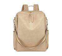 CORIOS Sac à Dos en PU Cuir pour Femme Convertible Sac Portés Épaule à Main Sacs D'école Daypacks à Multiples Poches Grande Capacité Cartable Adolescent Daypack pour Quotidien Travail Voyage Beige