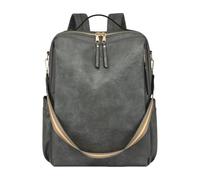 CORIOS Sac à Dos en PU Cuir pour Femme Convertible Sac Portés Épaule à Main Sacs D'école Daypacks à Multiples Poches Grande Capacité Cartable Adolescent Daypack pour Quotidien Travail Voyage Gris
