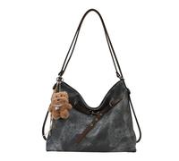 CORIOS Sac à Dos pour Femme Sac à Main Tote en PU Cuir Grande Sacs Portés Épaule Sacs D'école Cartable Daypacks avec Pendentif d’Ours Mignon Sac Fourre-Tout pour Affaires Voyage Travail Achats Bleu