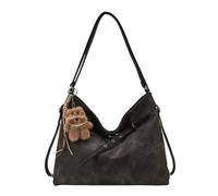 CORIOS Sac à Dos pour Femme Sac à Main Tote en PU Cuir Grande Sacs Portés Épaule Sacs D'école Cartable Daypacks avec Pendentif d’Ours Mignon Sac Fourre-Tout pour Affaires Voyage Travail Achats Noir