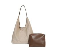 CORIOS Sac à Main en Daim pour Femme Hiver d'automne Sacs Portés Épaule Grande Doux Sac Hobo Sacs Cabas Élégant Rétro Sac Fourre Tout pour Achat Travail Voyage Beige