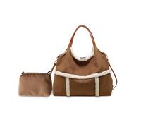 CORIOS Sac à Main en Laine d'agneau pour Femme Sac à Bandoulière Moelleux en Peluche Sacs Portés Épaule en Daim Grande Sac Hobo Sacs Cabas Léger Sac Fourre Tout Sac Messager 2pcs Marron