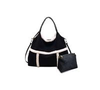 CORIOS Sac à Main en Laine d'agneau pour Femme Sac à Bandoulière Moelleux en Peluche Sacs Portés Épaule en Daim Grande Sac Hobo Sacs Cabas Léger Sac Fourre Tout Sac Messager 2pcs Noir