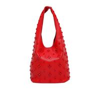 CORIOS Sac à Main en PU Cuir Femme Sacs Portés Épaule avec Garnitures de Rivets Fashion Sac sous-Bras Seau avec Petite Capacité Sacs Fourre-Tout Travail Fête Voyage Achats Hobo Cabas Rouge