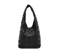 CORIOS Sac à Main en PU Cuir Femme Sacs Portés Épaule avec Garnitures de Rivets Fashion Sac sous-Bras Seau avec Petite Capacité Sacs Fourre-Tout Travail Fête Voyage Achats Hobo Cabas Noir