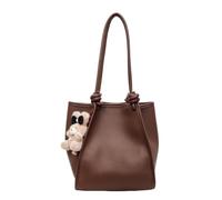 CORIOS Sac à Main en PU Cuir pour Femme Sac Portés Épaule avec Charm d'Ourson Mignon Grande Capacité Sac Fourre Tout Tote Affaires Voyage Achats Travail Sac Cabas Hobo Café