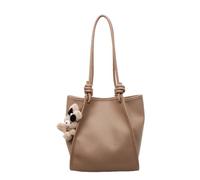 CORIOS Sac à Main en PU Cuir pour Femme Sac Portés Épaule avec Charm d'Ourson Mignon Grande Capacité Sac Fourre Tout Tote Affaires Voyage Achats Travail Sac Cabas Hobo Kaki