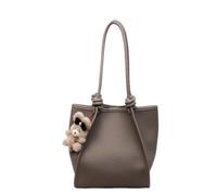 CORIOS Sac à Main en PU Cuir pour Femme Sac Portés Épaule avec Charm d'Ourson Mignon Grande Capacité Sac Fourre Tout Tote Affaires Voyage Achats Travail Sac Cabas Hobo Gris