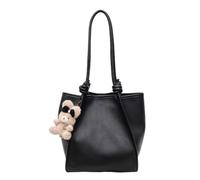 CORIOS Sac à Main en PU Cuir pour Femme Sac Portés Épaule avec Charm d'Ourson Mignon Grande Capacité Sac Fourre Tout Tote Affaires Voyage Achats Travail Sac Cabas Hobo Noir