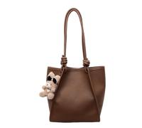 CORIOS Sac à Main en PU Cuir pour Femme Sac Portés Épaule avec Charm d'Ourson Mignon Grande Capacité Sac Fourre Tout Tote Affaires Voyage Achats Travail Sac Cabas Hobo Marron
