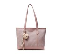 CORIOS Sac à Main en PU Cuir pour Femme Sacs Portés Épaule avec un Joli Pendentif Ours Élégant Sac Fourre-Tout Grand Sac Porté-Documents pour Bureau Voyage Travail Rose