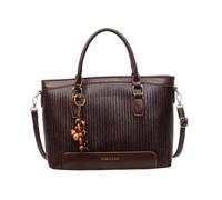 CORIOS Sac à Main en Tissu PU Cuir Tressé pour Femme Sacs Portés Épaule avec Grande Capacité Sac Bandoulière avec Pendentif Exquis en Perles de Bois Élégant Sac de Bureau Fourre-Tout Café